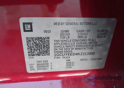 2019 Chevrolet Silverado 1500 Rst from USA, damaged, VIN 1GCUYEED4KZ113855
